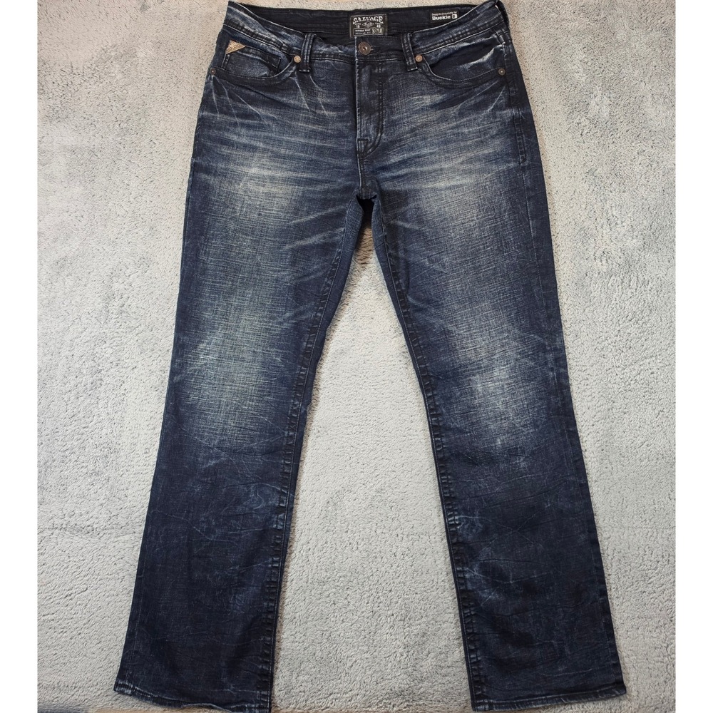 Salvage Mayhem Boot Jeans Mens 36x34 Dark Wash Distressed Regular Buckle Denim